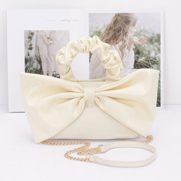 Nylon Top Handle Bag With Bow Front Clutch - Picture 4 of 12